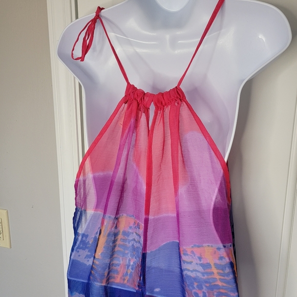 NWT INC International Concepts Pink Blue Cover Up Sheer Bright OS - Picture 4 of 7